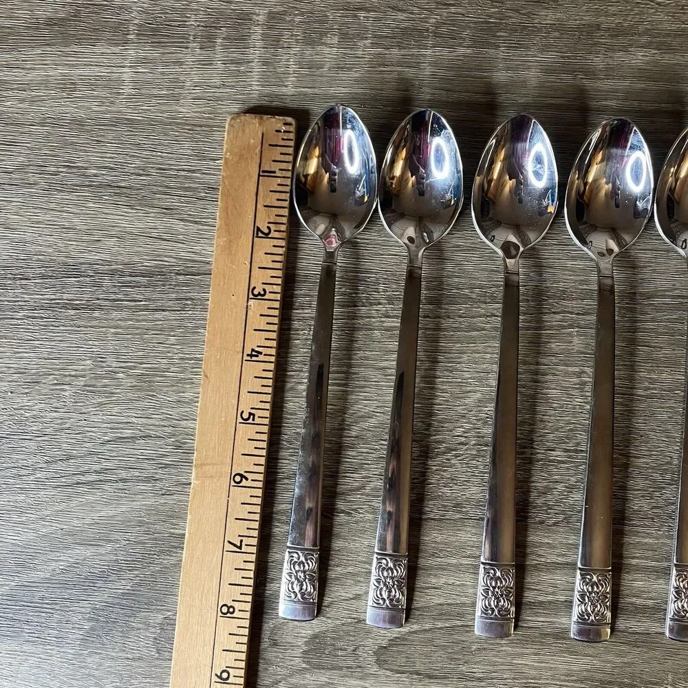 Reed & Barton Set Of 8 Harvest Bouquet 18/10 Stainless Iced Tea Spoons New